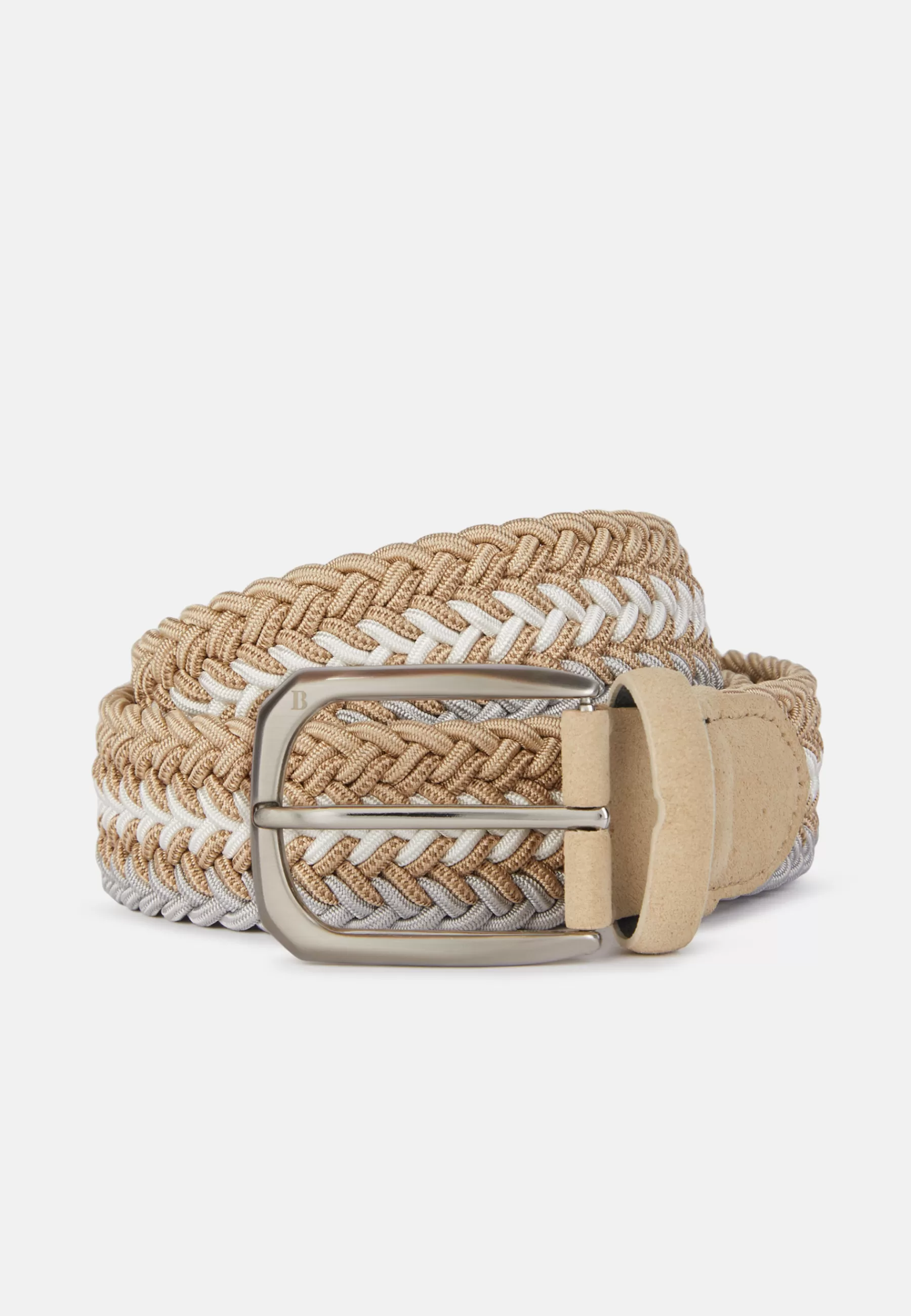 Belts^Boggi Milano Stretch Viscose Blend Woven Belt Beige