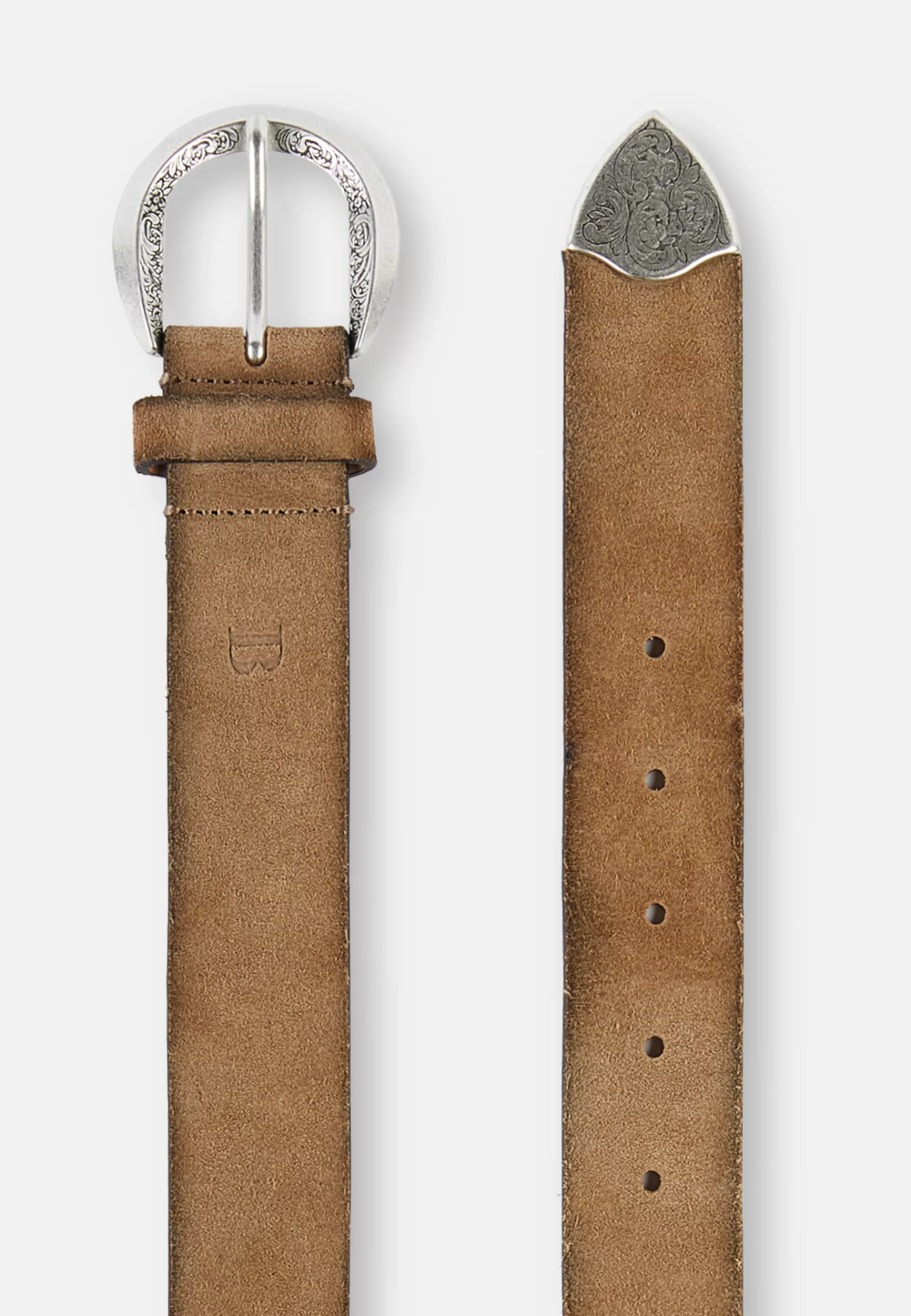 Belts^Boggi Milano Suede Belt With Metal Tip Taupe