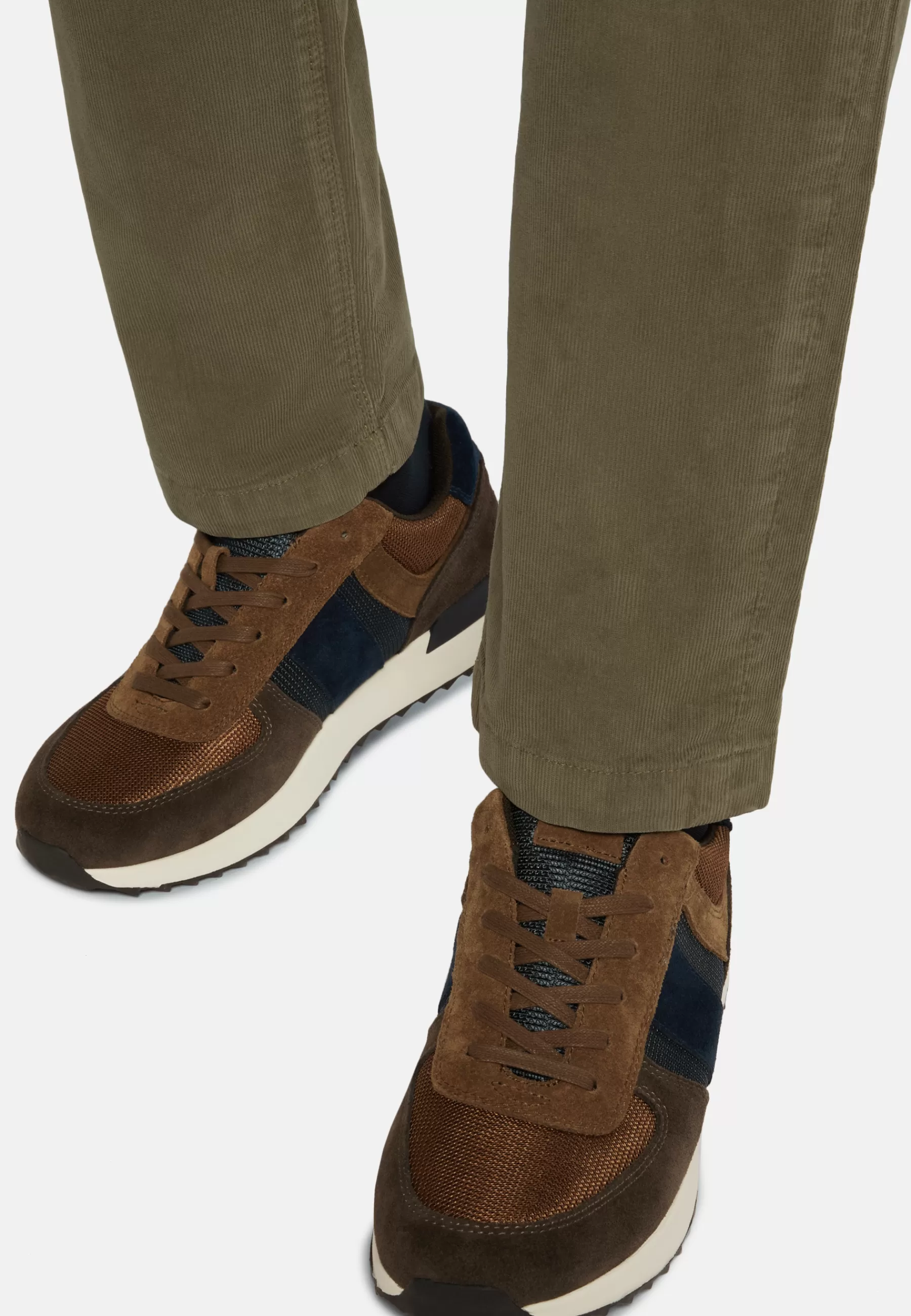 Sneakers^Boggi Milano Tec Fabric Leather Sneakers Running Navy - Brown