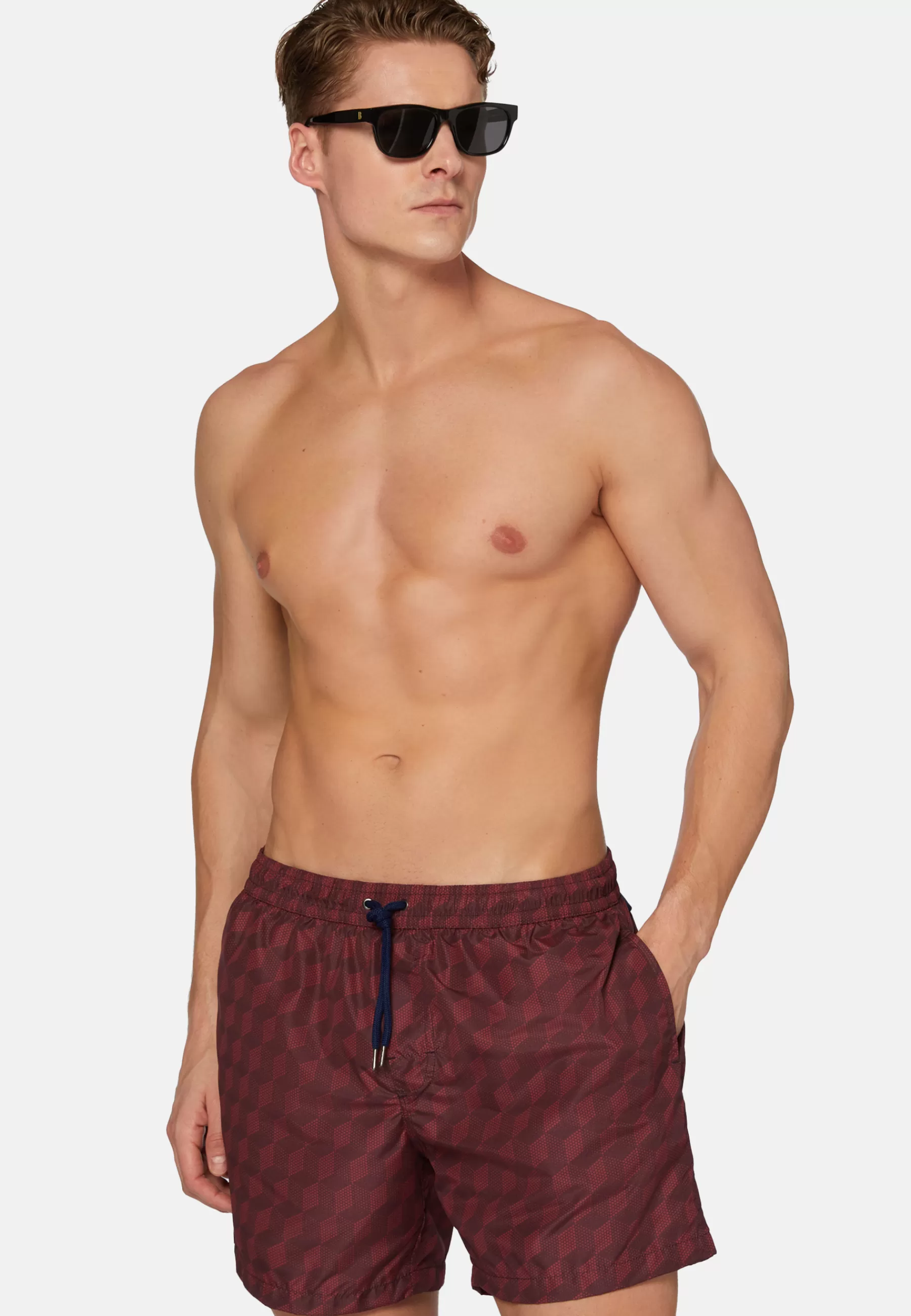 Swim Shorts^Boggi Milano Three-Dimensional Pattern Print Swimsuit Burgundy