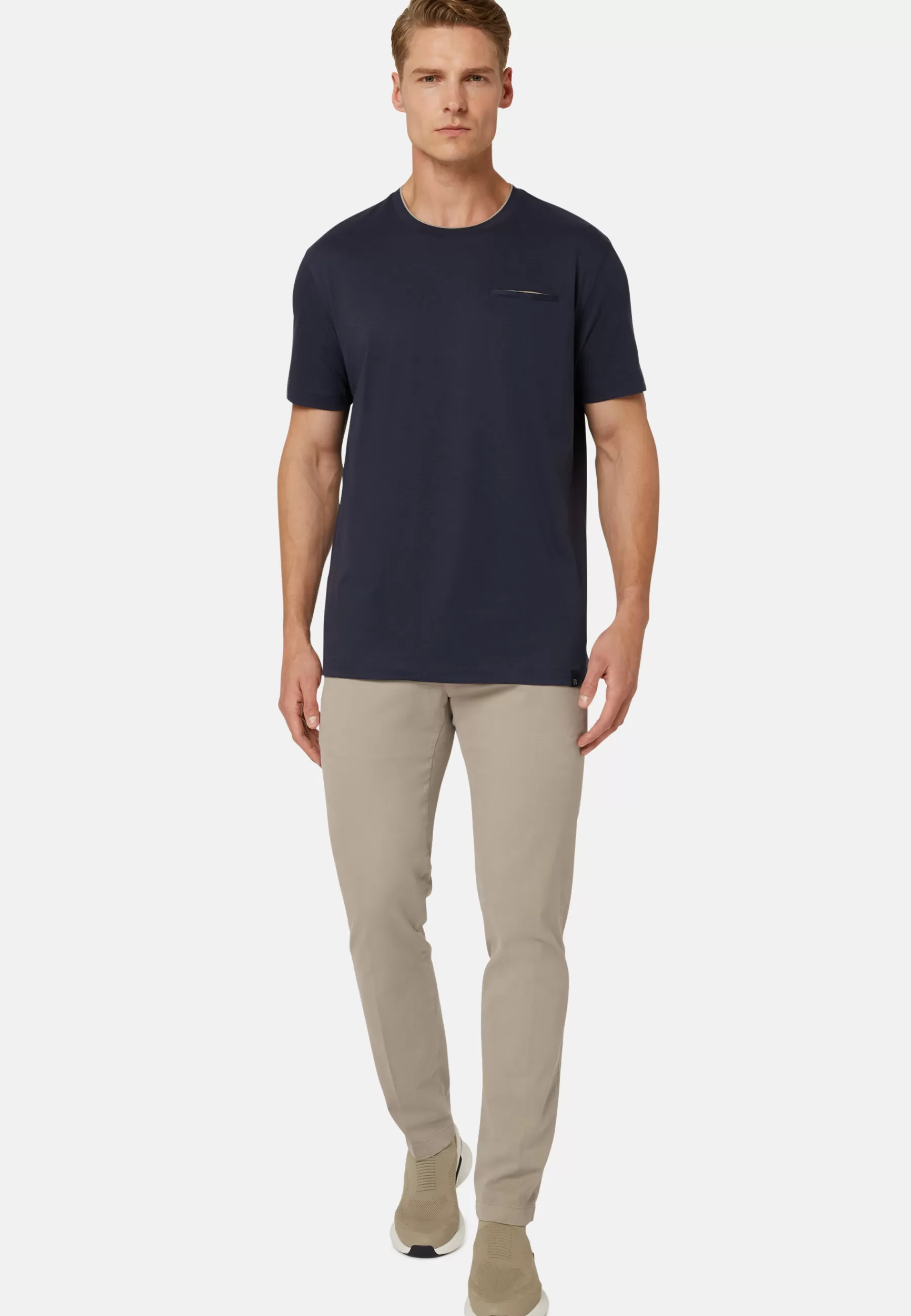 T-Shirts^Boggi Milano T-Shirt in Cotton and Tencel Jersey Navy blue