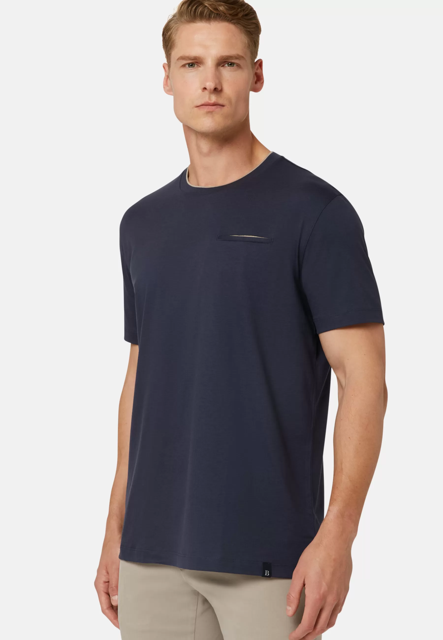 T-Shirts^Boggi Milano T-Shirt in Cotton and Tencel Jersey Navy blue