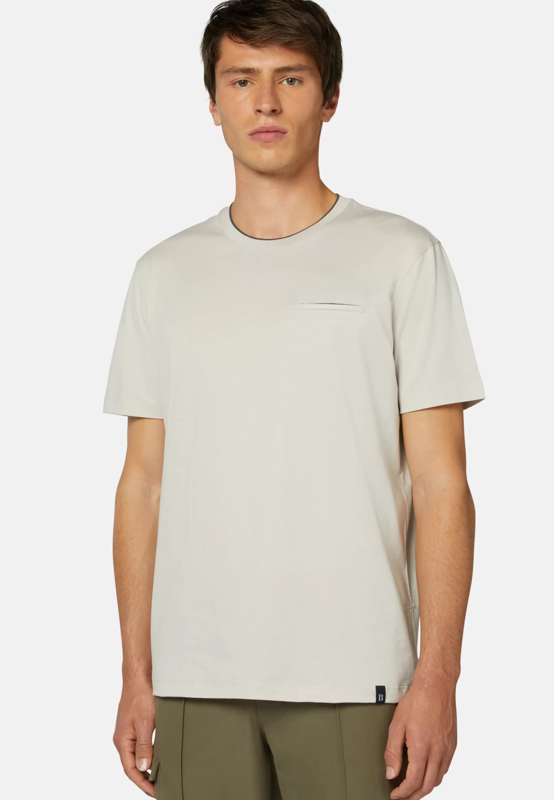 T-Shirts^Boggi Milano T-Shirt in Cotton and Tencel Jersey Light grey