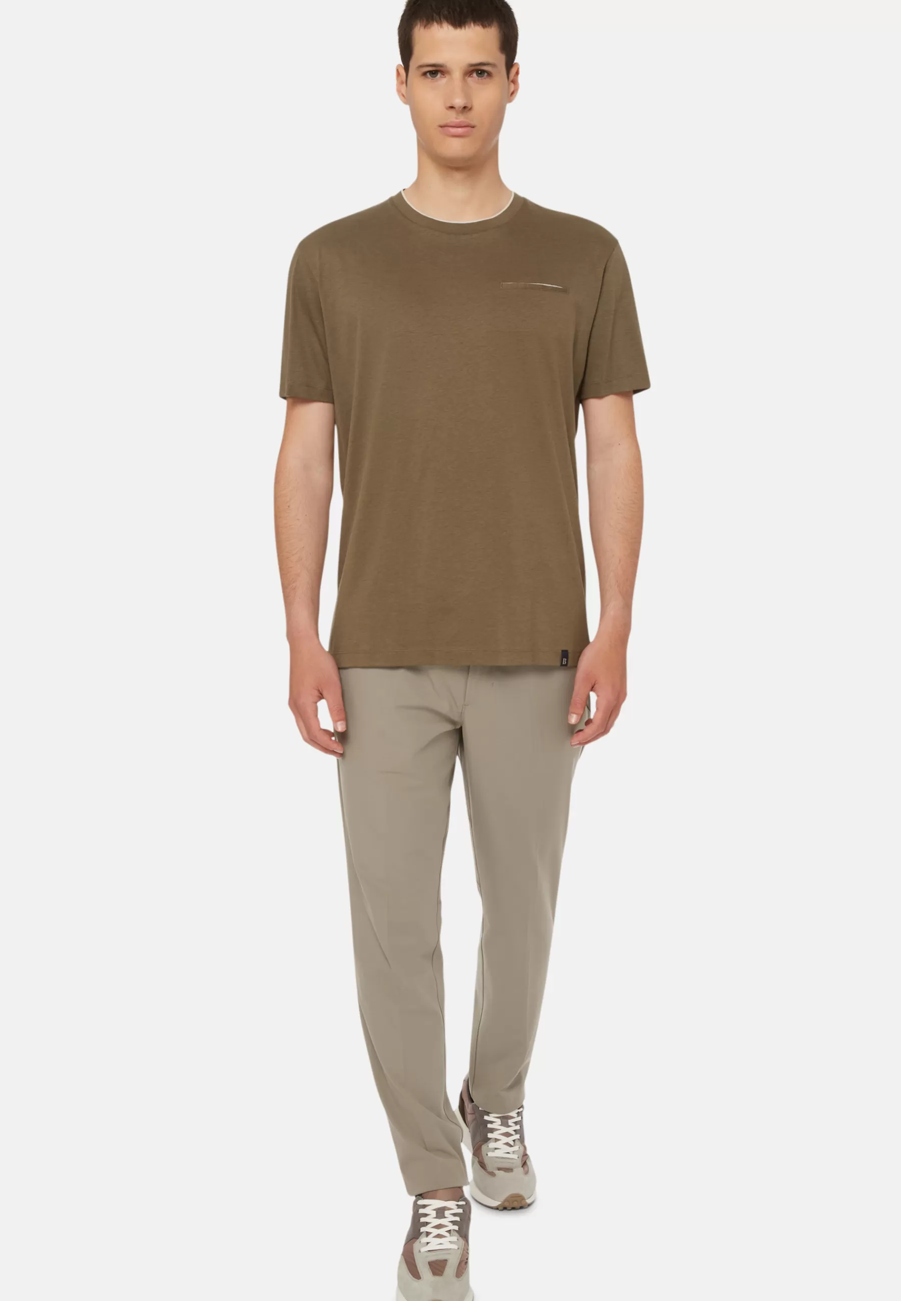 T-Shirts^Boggi Milano T-Shirt in Cotton and Tencel Jersey Military Green