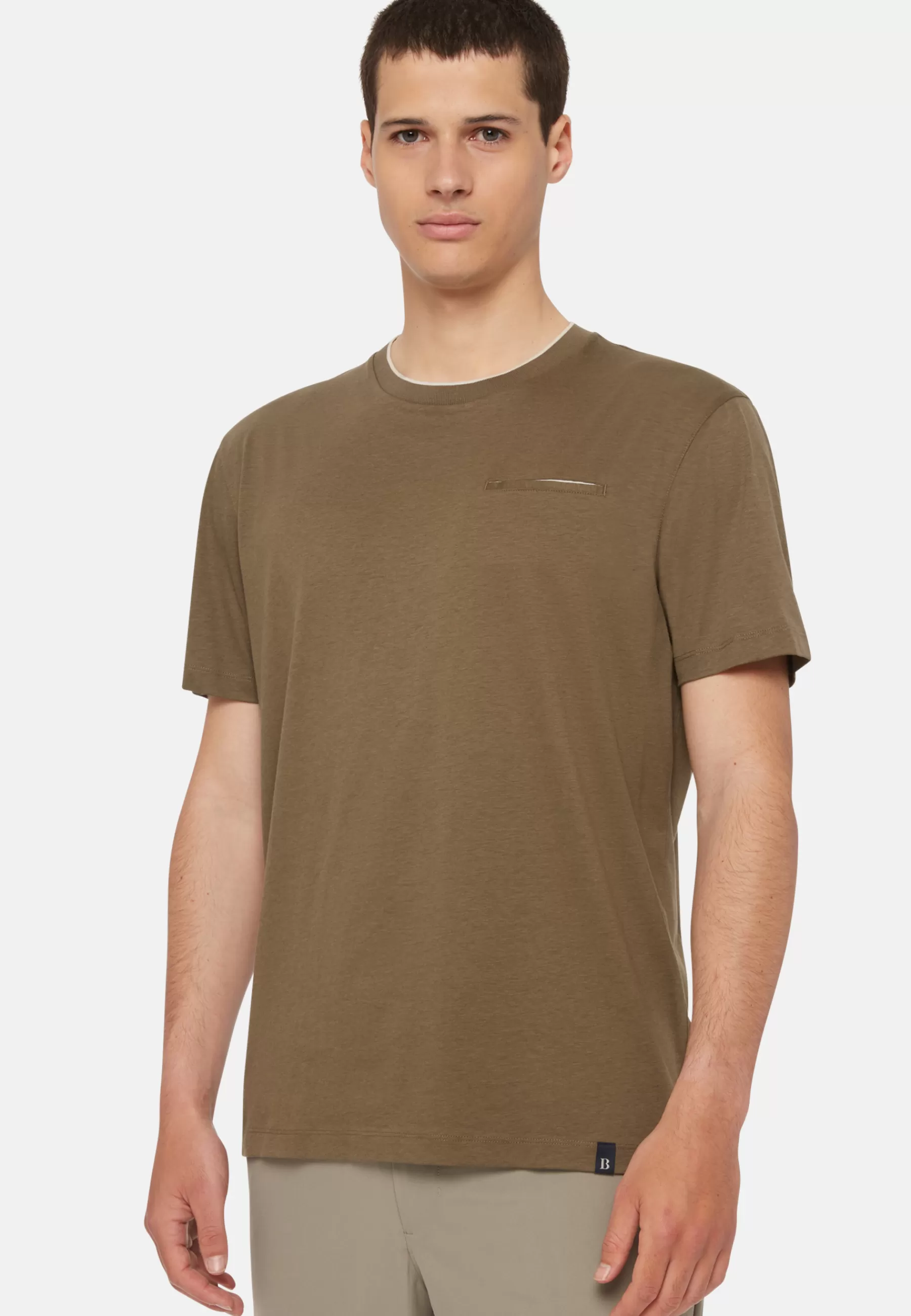 T-Shirts^Boggi Milano T-Shirt in Cotton and Tencel Jersey Military Green