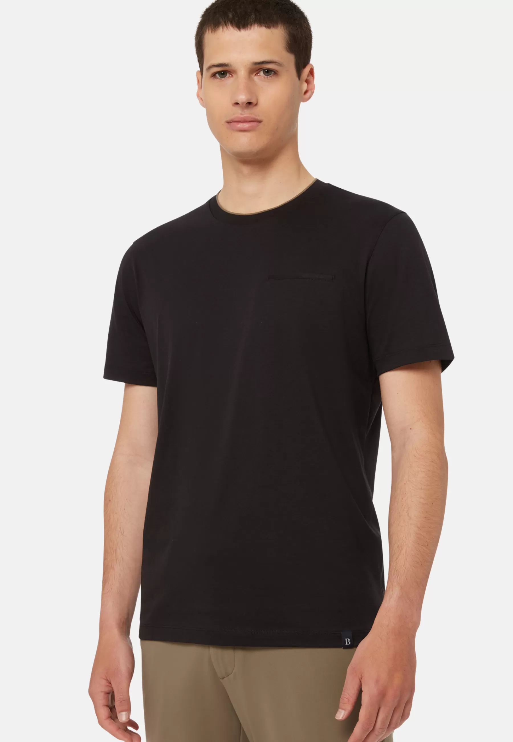 T-Shirts^Boggi Milano T-Shirt in Cotton and Tencel Jersey Black