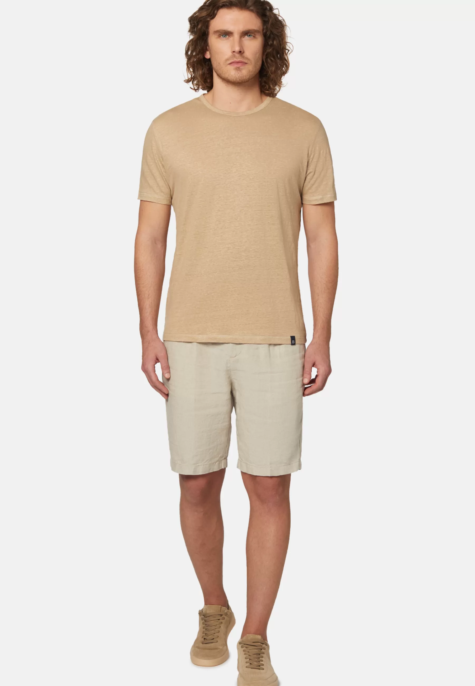 T-Shirts^Boggi Milano T-Shirt in Stretch Linen Jersey Beige