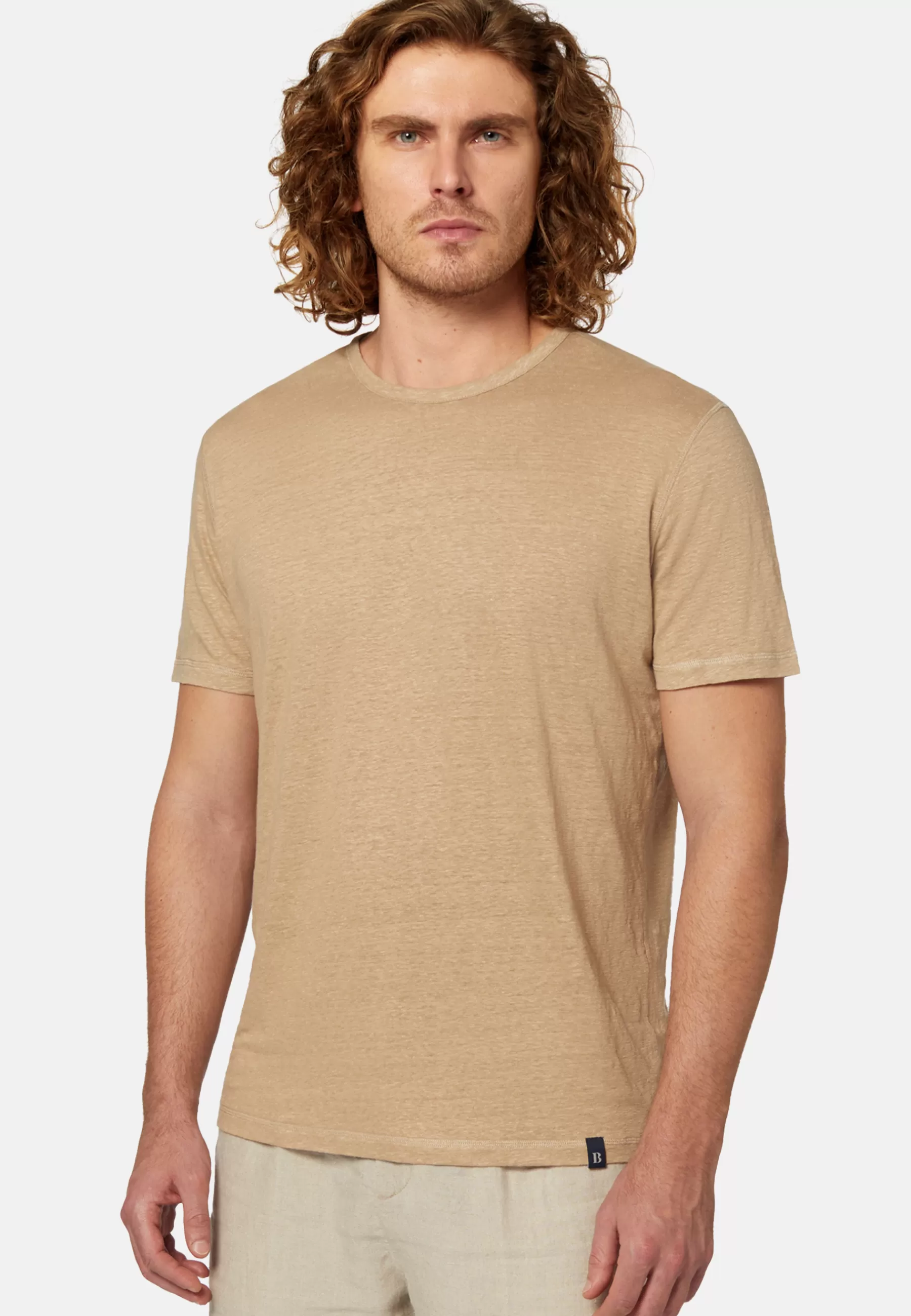 T-Shirts^Boggi Milano T-Shirt in Stretch Linen Jersey Beige