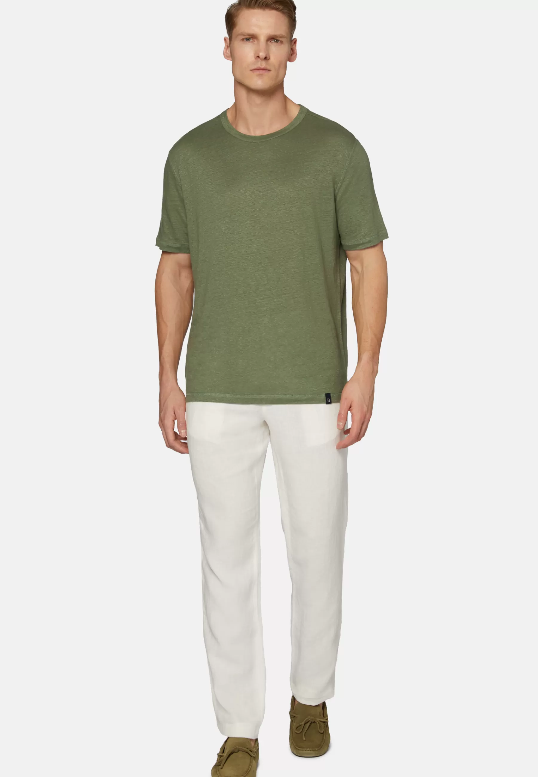 T-Shirts^Boggi Milano T-Shirt in Stretch Linen Jersey Military Green