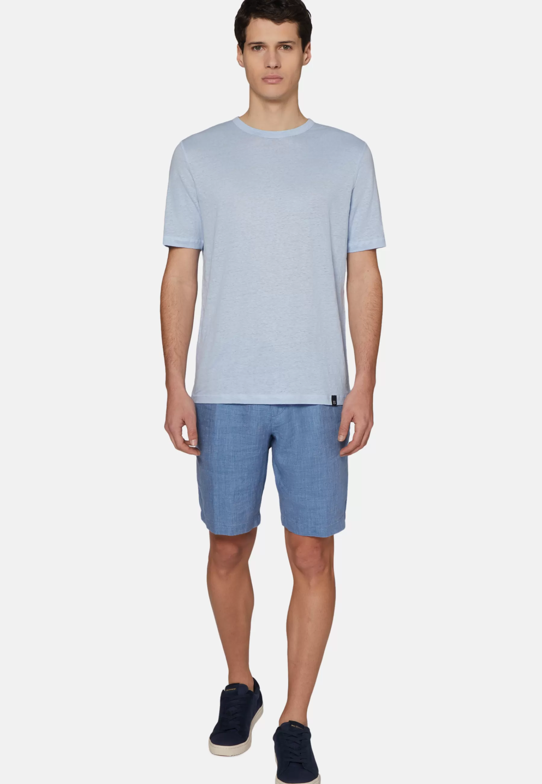 T-Shirts^Boggi Milano T-Shirt in Stretch Linen Jersey Light Blue