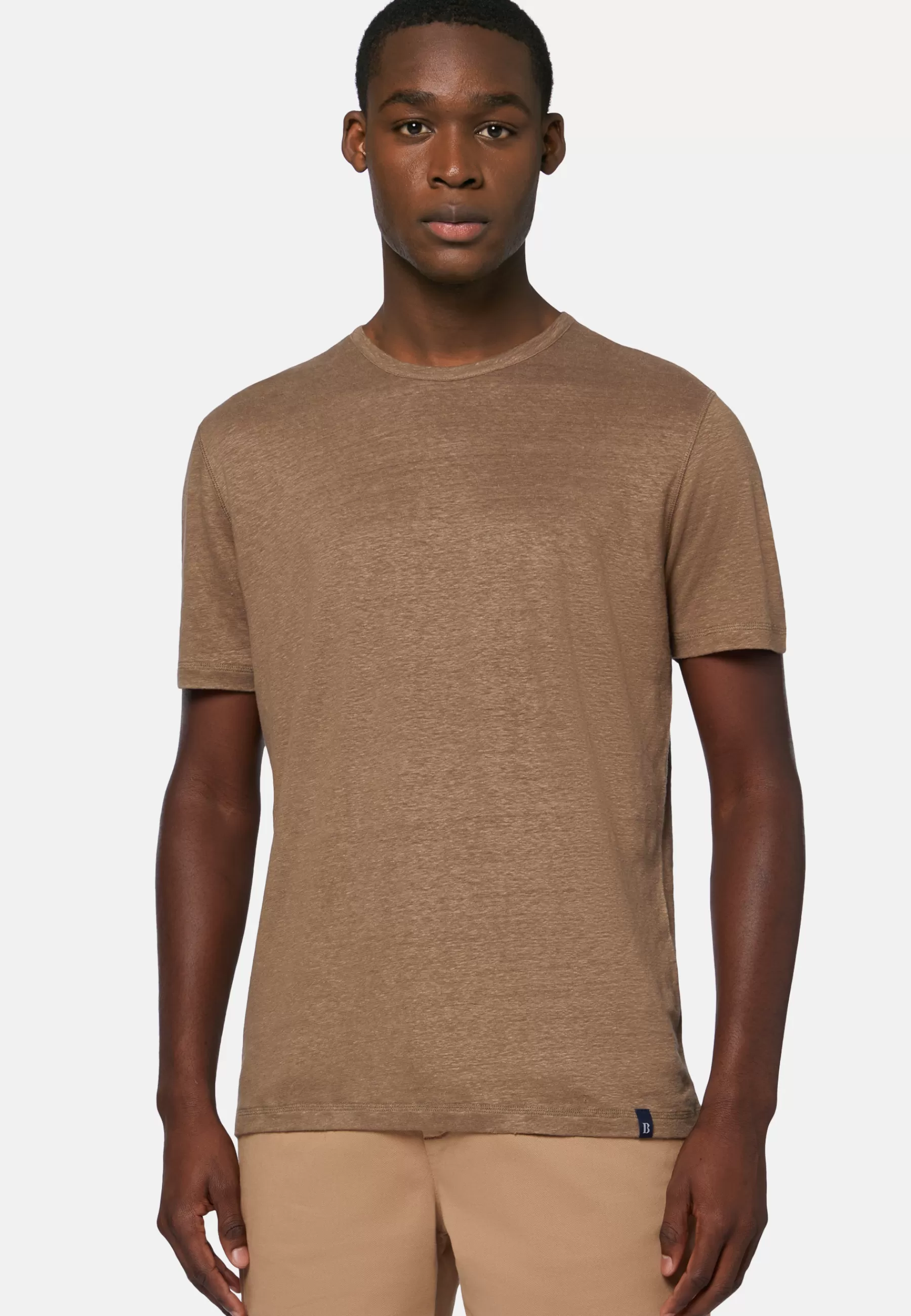 T-Shirts^Boggi Milano T-Shirt in Stretch Linen Jersey Brown