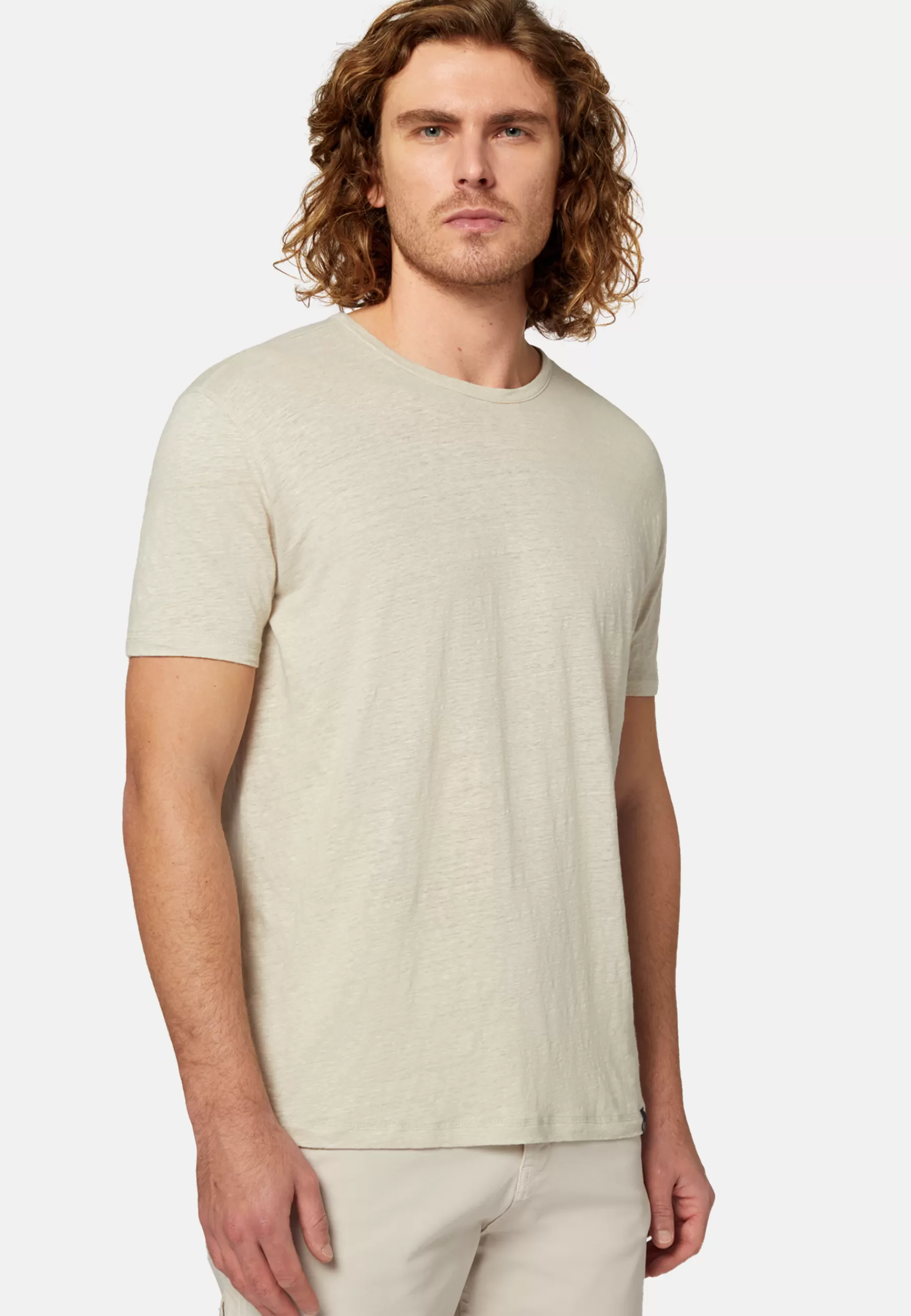 T-Shirts^Boggi Milano T-Shirt in Stretch Linen Jersey Sand