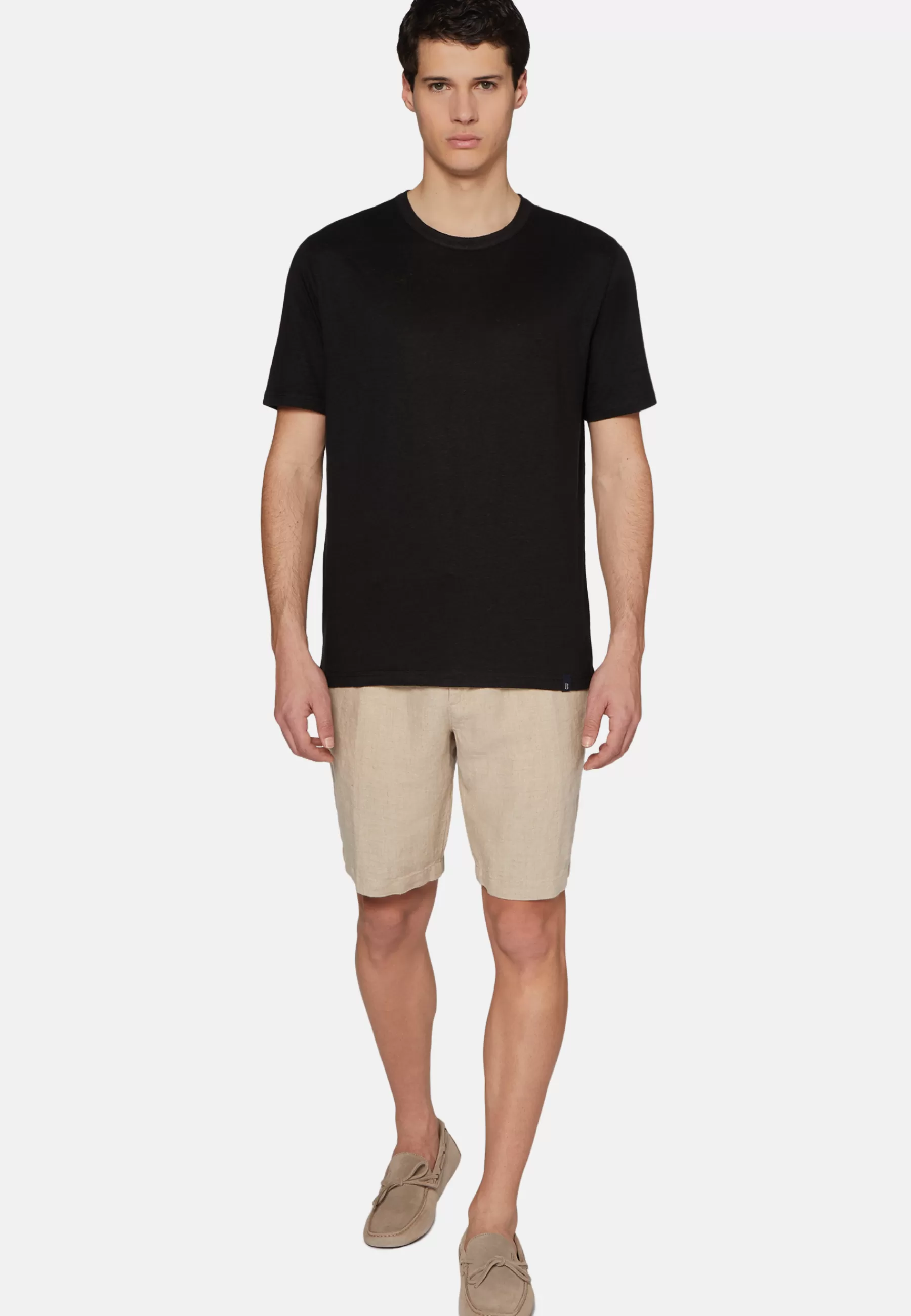 T-Shirts^Boggi Milano T-Shirt in Stretch Linen Jersey Black