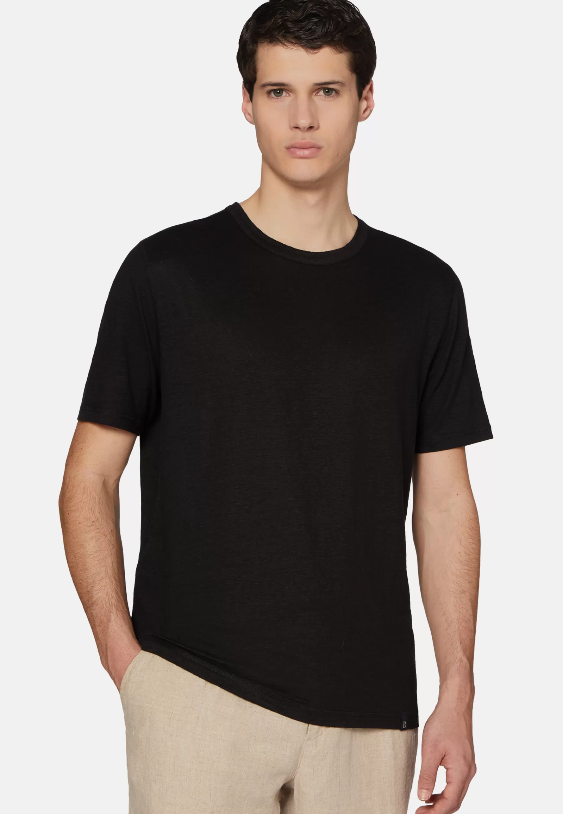 T-Shirts^Boggi Milano T-Shirt in Stretch Linen Jersey Black