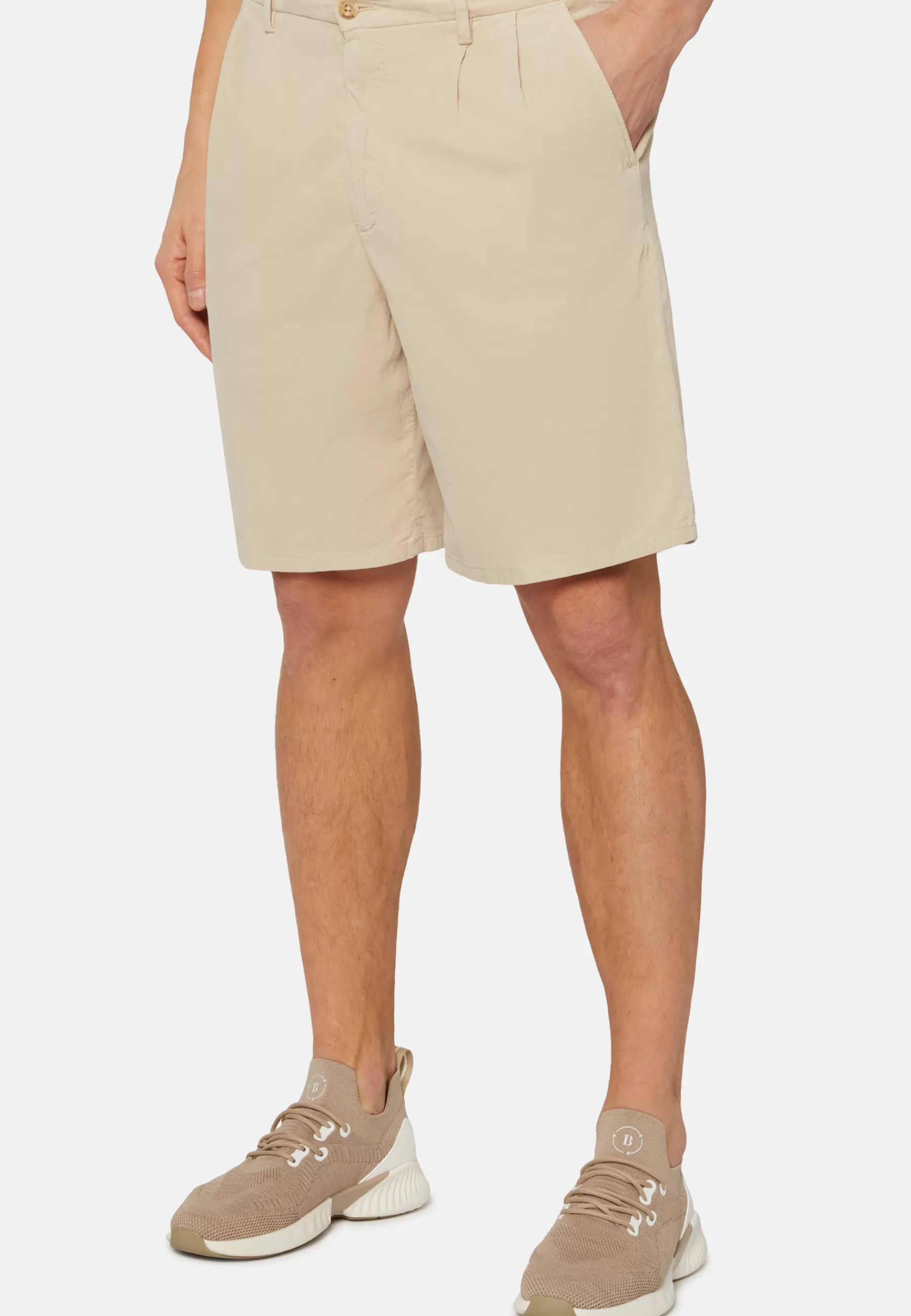 Bermuda^Boggi Milano Ultra Light Cotton Velour Bermuda Shorts Beige