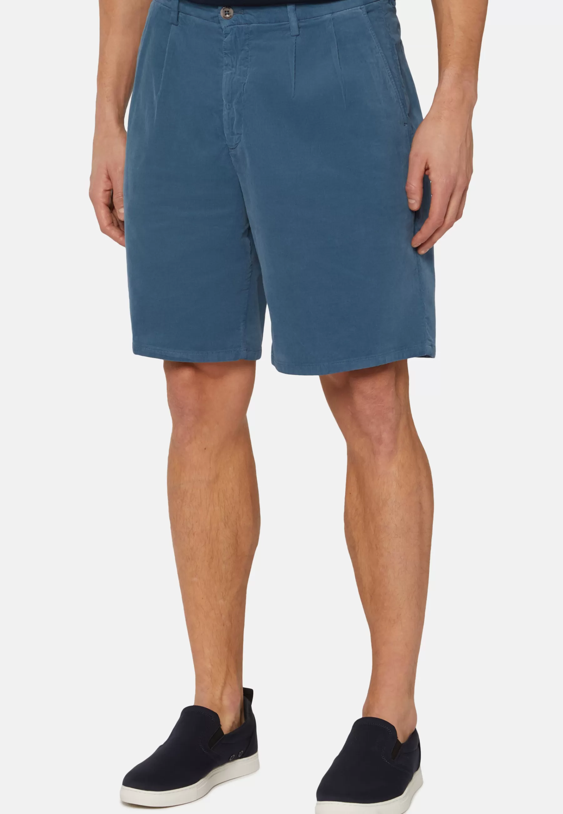 Bermuda^Boggi Milano Ultra Light Cotton Velour Bermuda Shorts Indigo