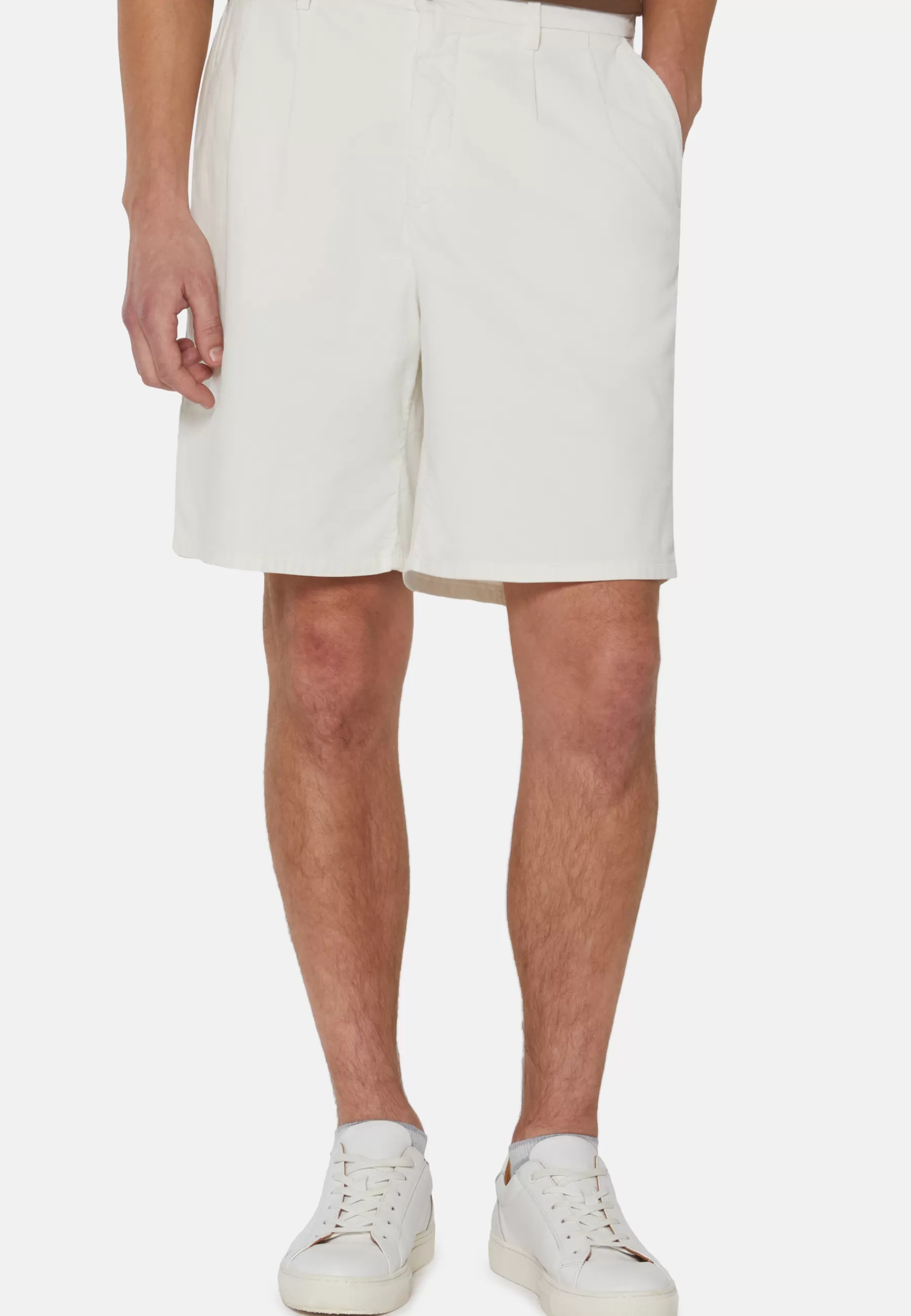 Bermuda^Boggi Milano Ultra Light Cotton Velour Bermuda Shorts Cream