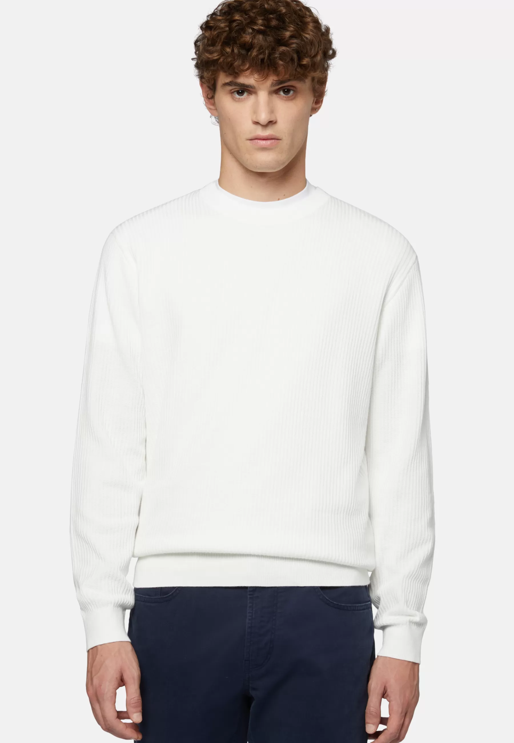 Knitwear^Boggi Milano Crew Neck Cotton Jumper White