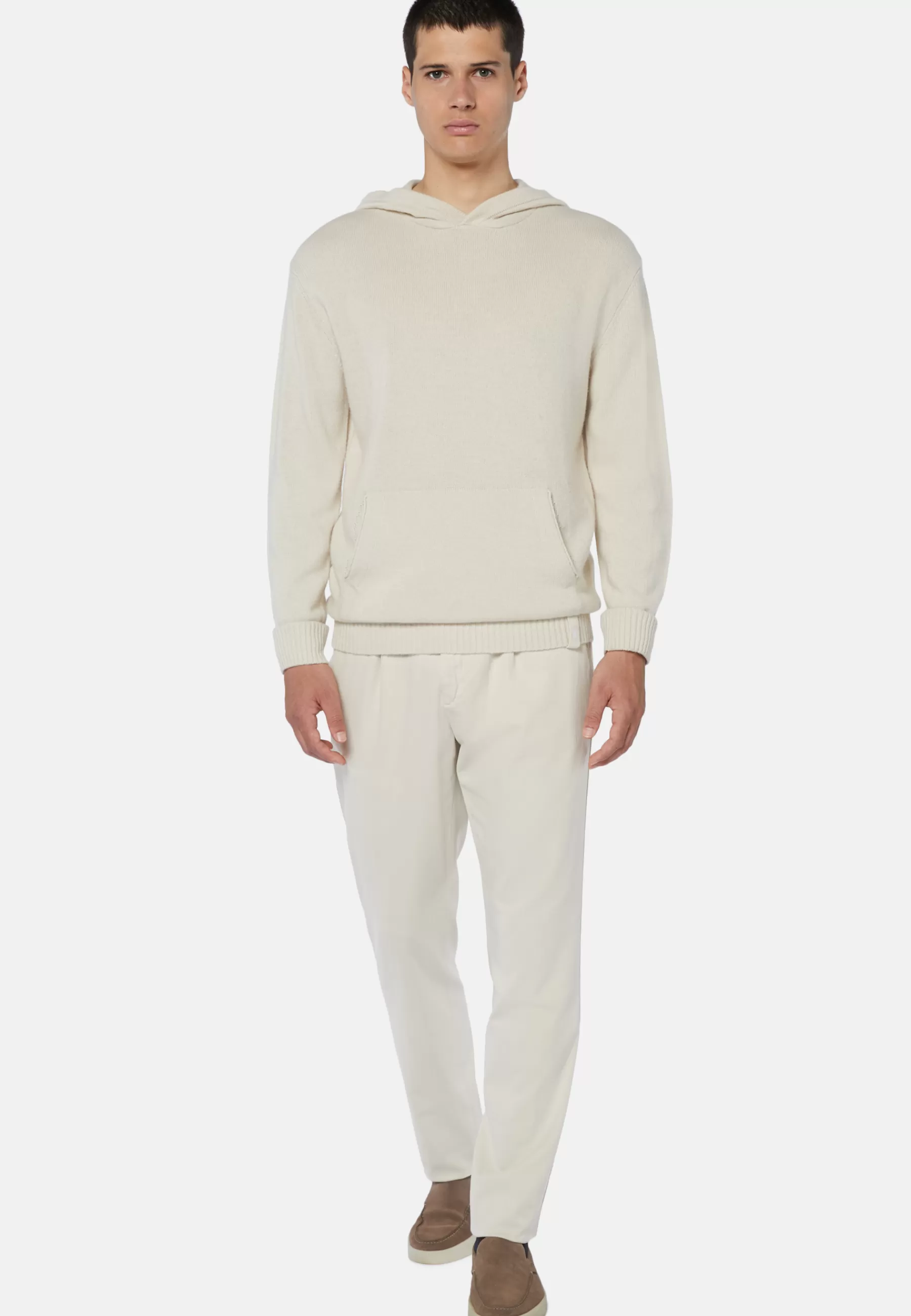 Knitwear^Boggi Milano Hooded Jumper in a Cashmere Blend White