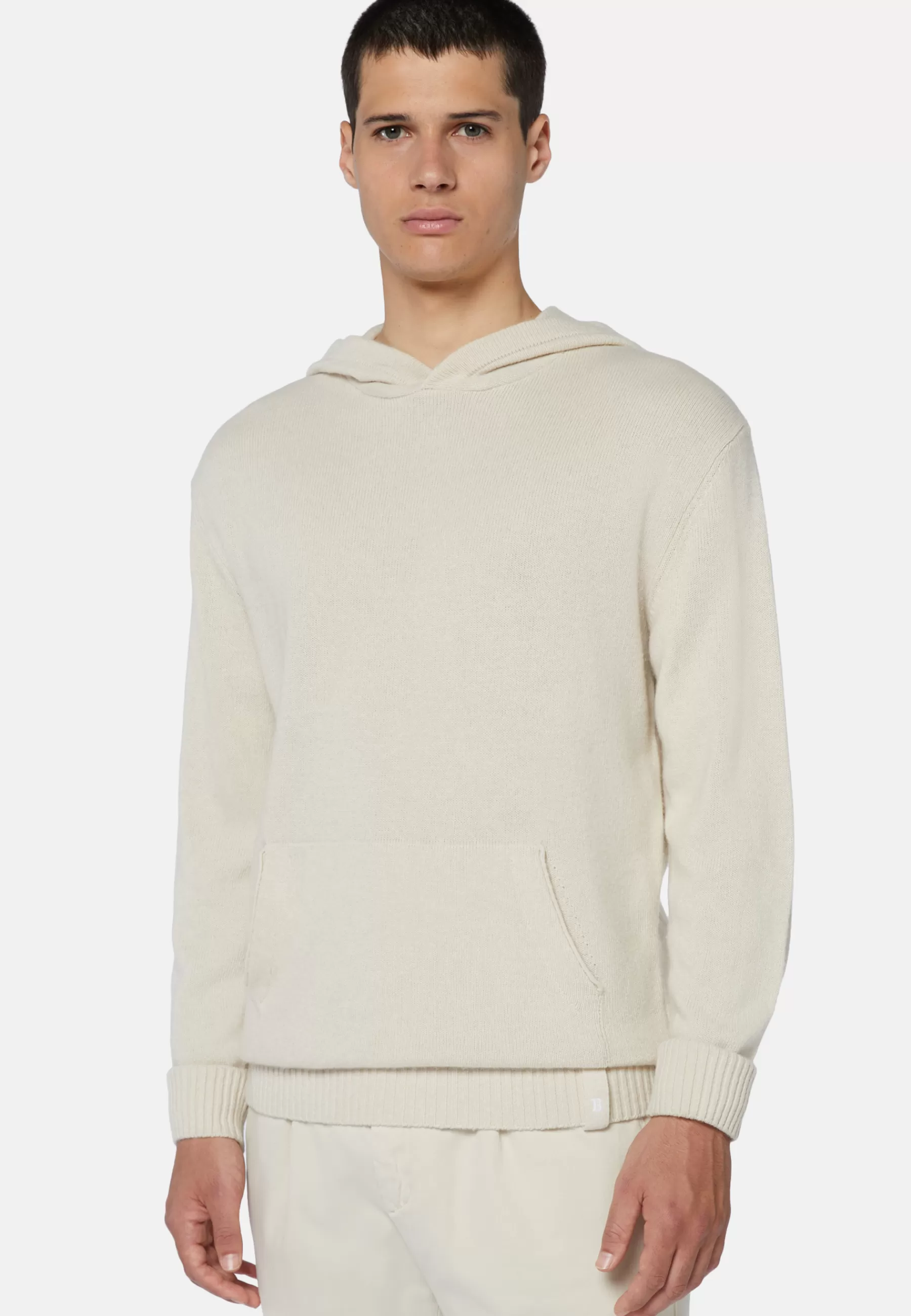 Knitwear^Boggi Milano Hooded Jumper in a Cashmere Blend White