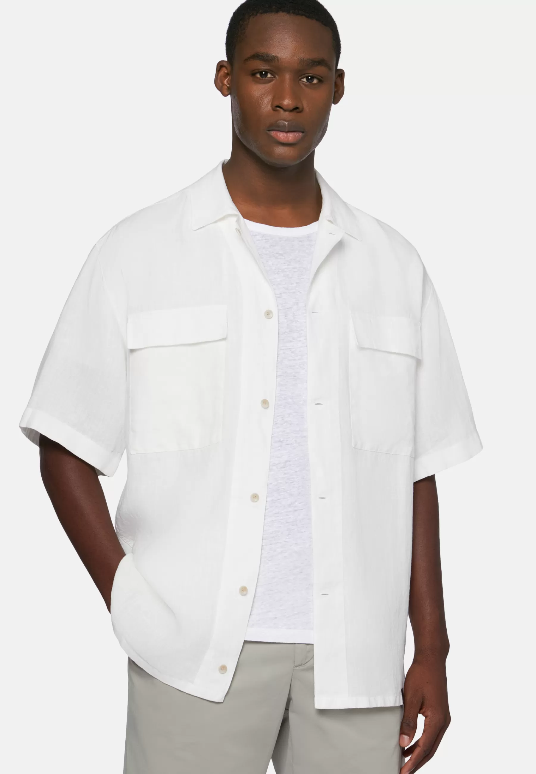 Overshirts | Casual Shirts^Boggi Milano Linen Camp Overshirt White