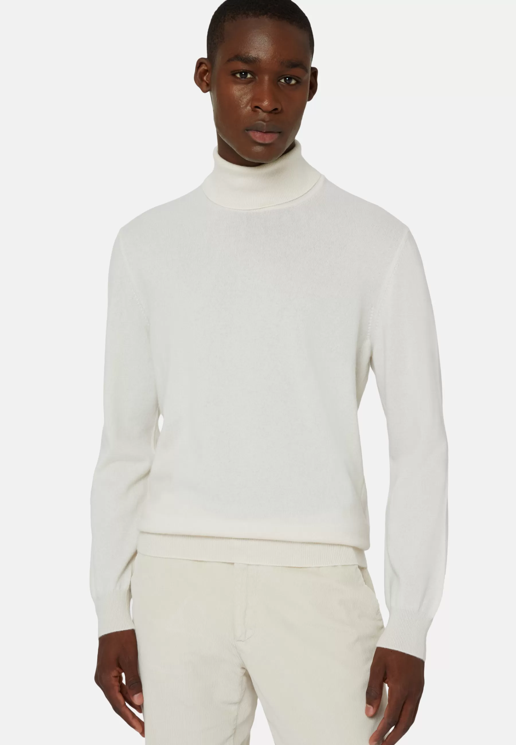 Knitwear^Boggi Milano Polo Neck Jumper in Cashmere White