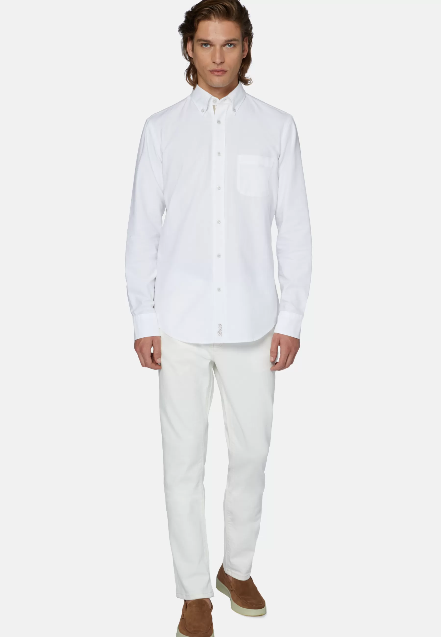 Casual Shirts^Boggi Milano Shirt In Organic Oxford Cotton, Regular White