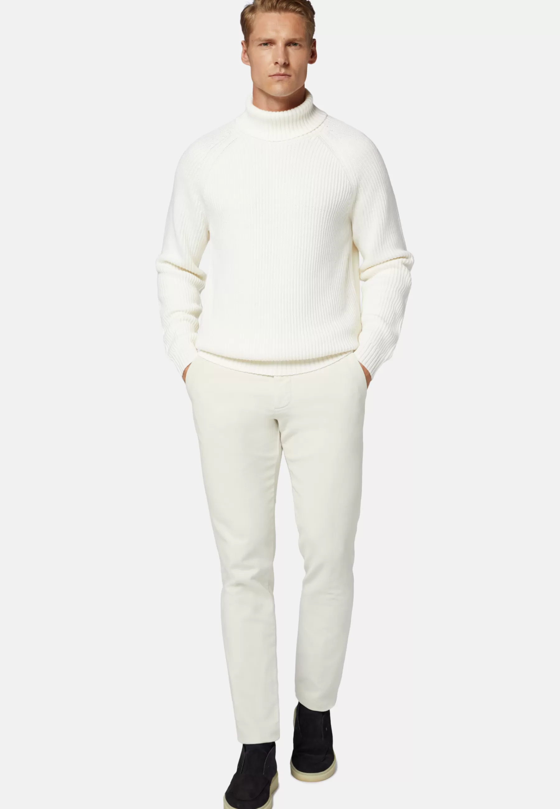 Knitwear^Boggi Milano Turtleneck Jumper in Merino Wool White