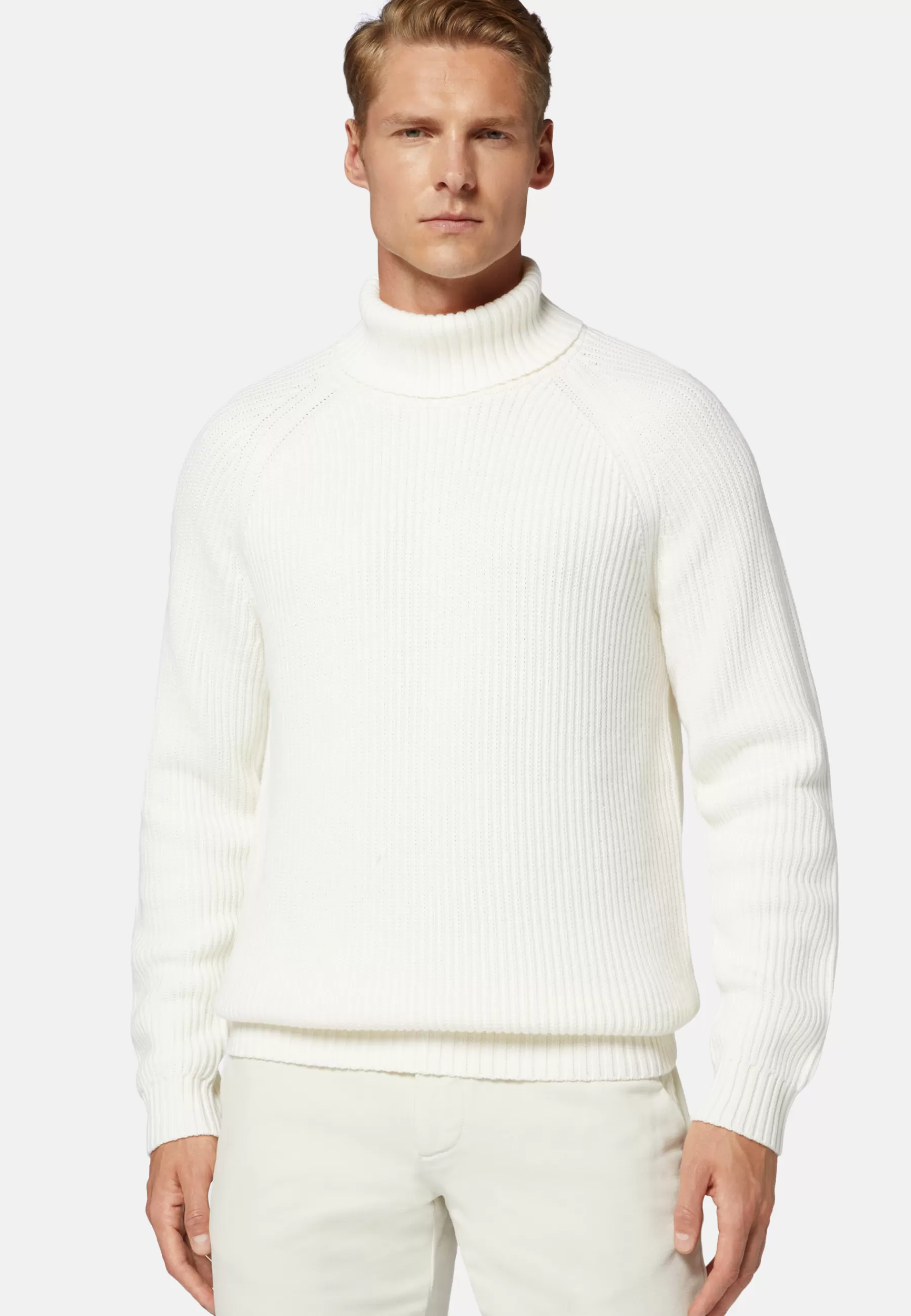 Knitwear^Boggi Milano Turtleneck Jumper in Merino Wool White