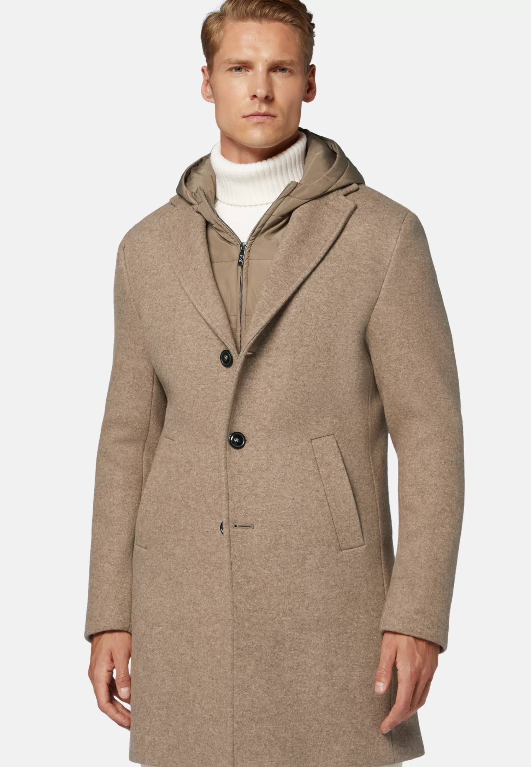 Coats^Boggi Milano Wool Jersey Coat with Gilet TAUPE