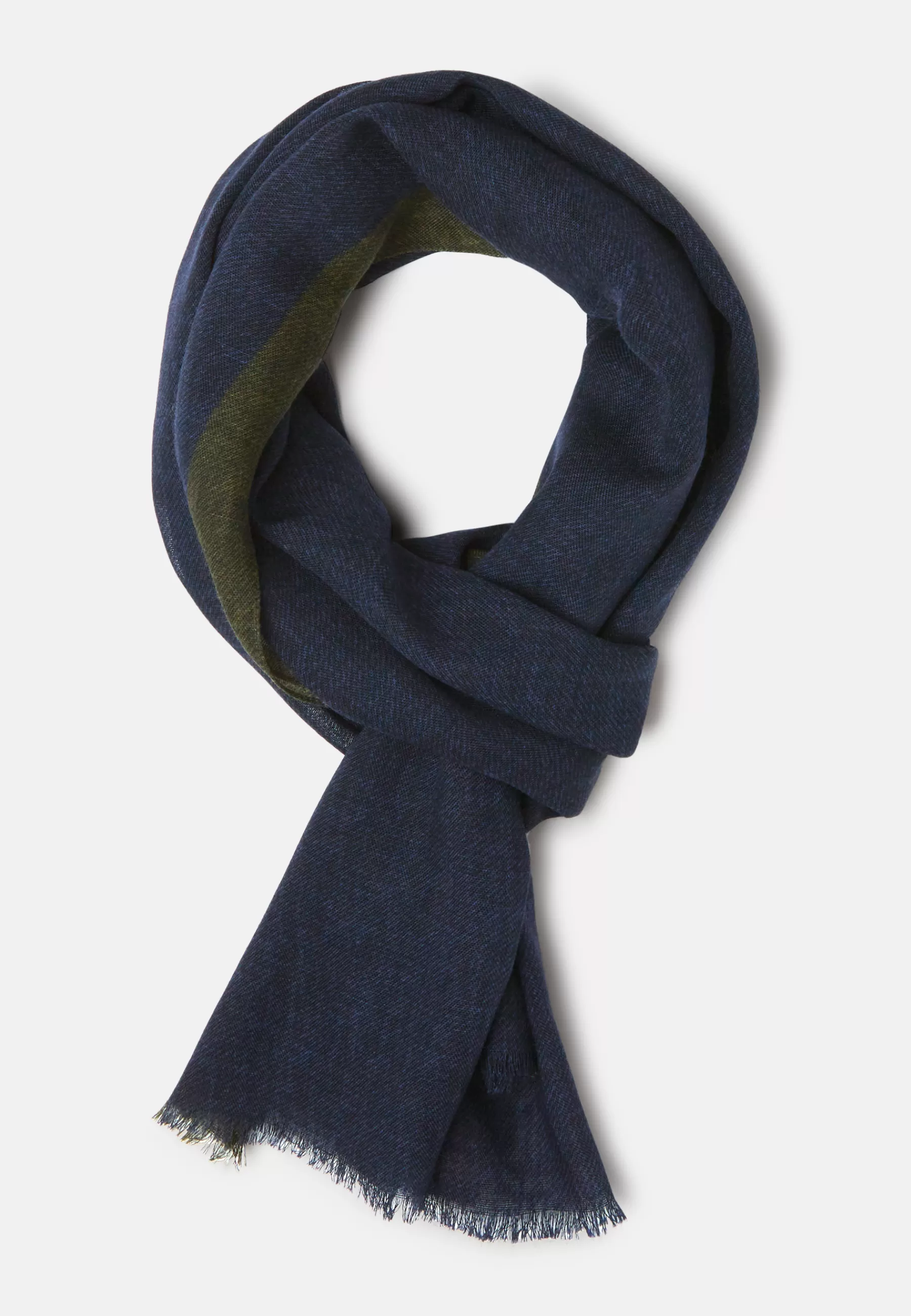 Scarves^Boggi Milano Wool Scarf with Printed Contrasting Patterned Edges Navy blue