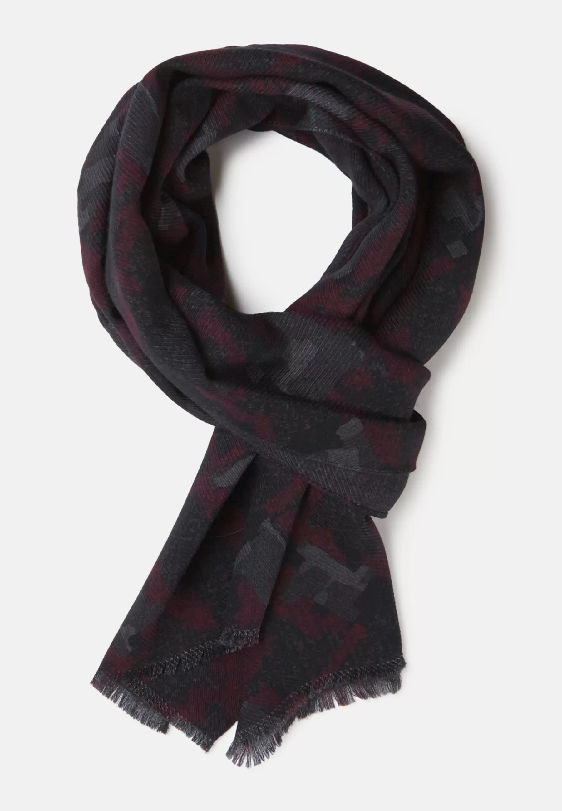 Scarves^Boggi Milano Wool Scarf With Printed Houndstooth Pattern Dark Grey