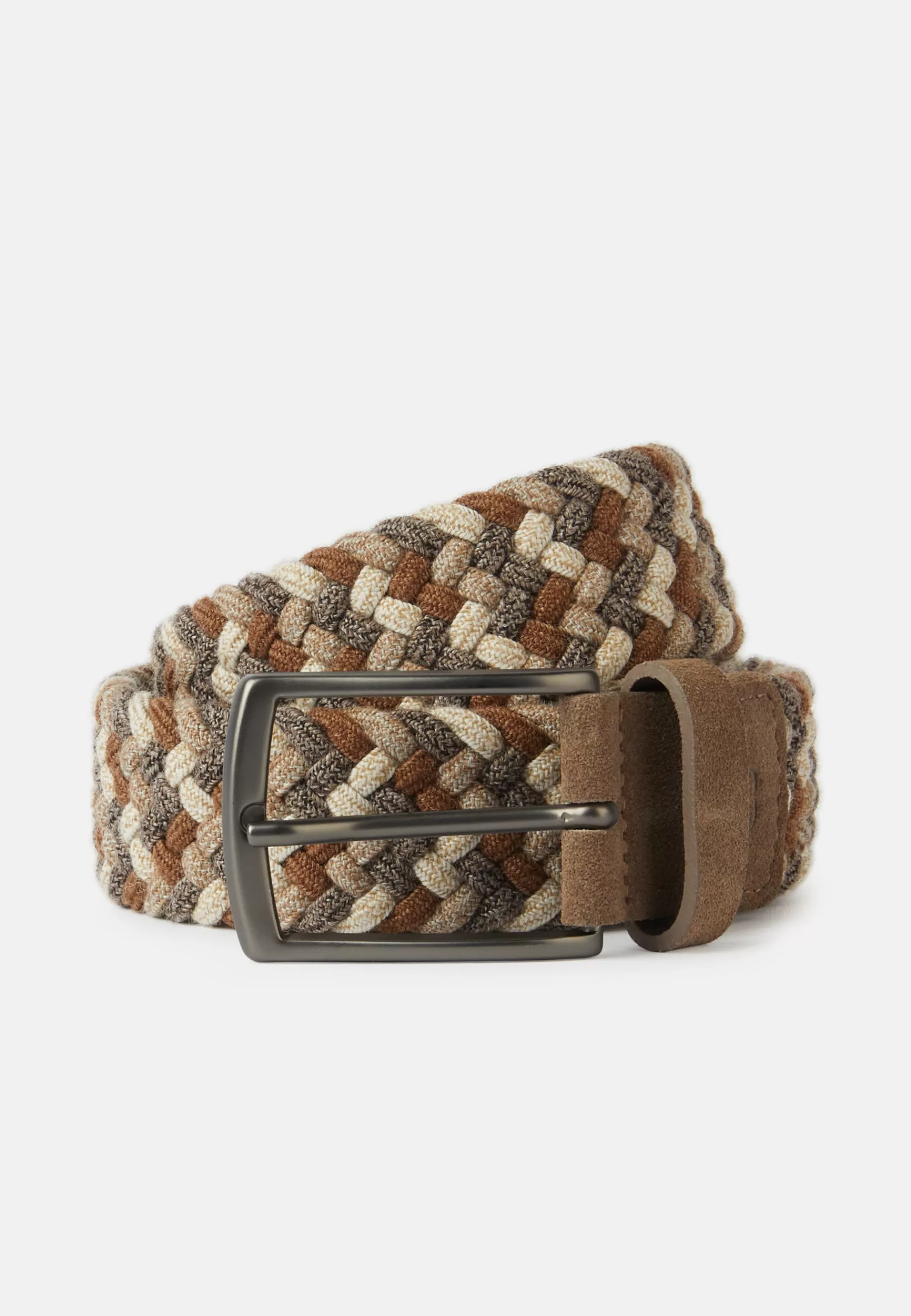 Belts^Boggi Milano Woven Elasticated Belt In a Wool Blend Hazelnut