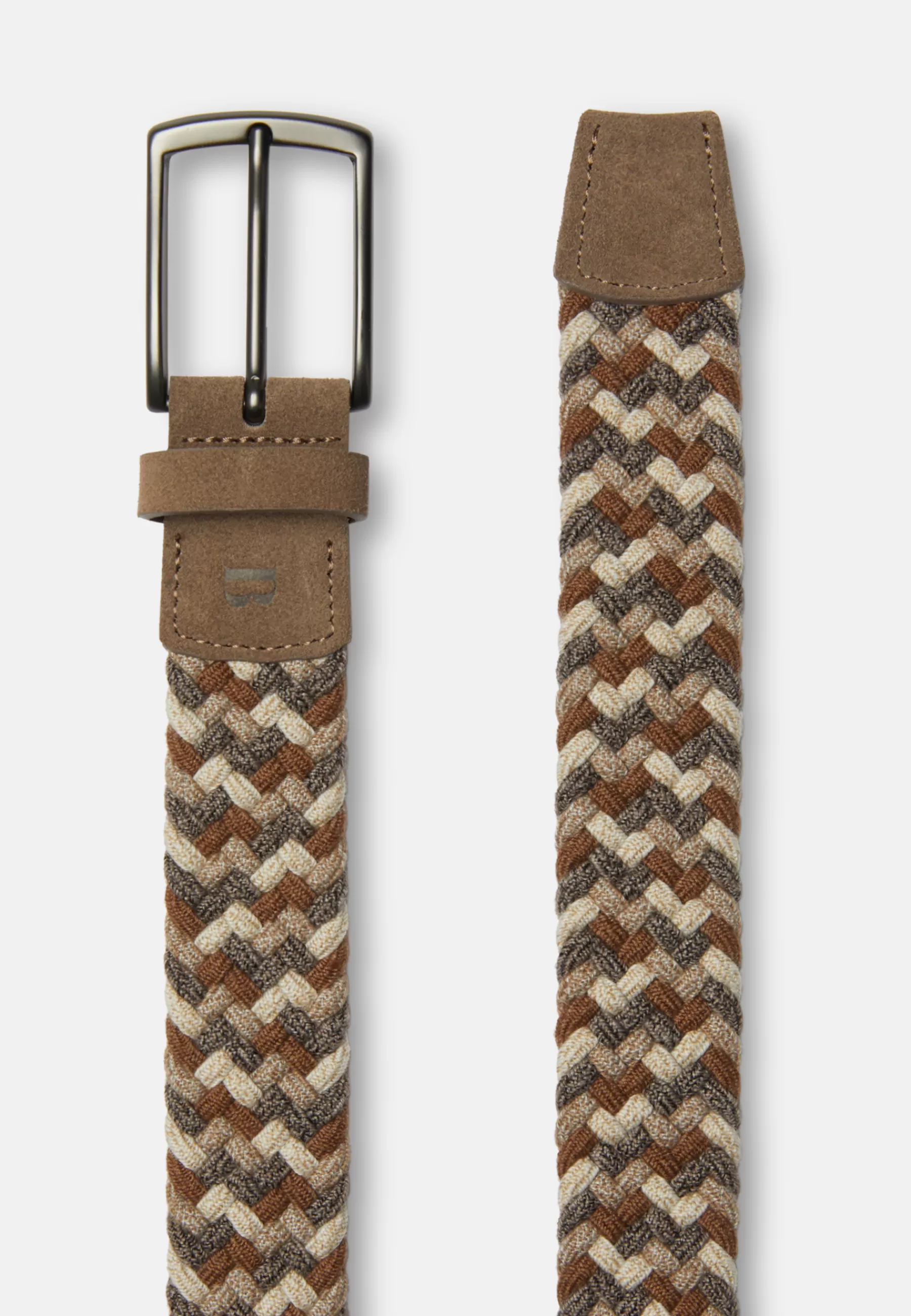 Belts^Boggi Milano Woven Elasticated Belt In a Wool Blend Hazelnut